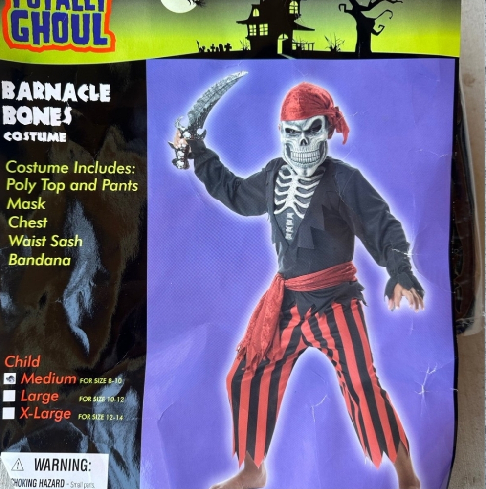 California Costumes Kids Barnacle Bones Skeleton Pirate Costume Size Youth XL